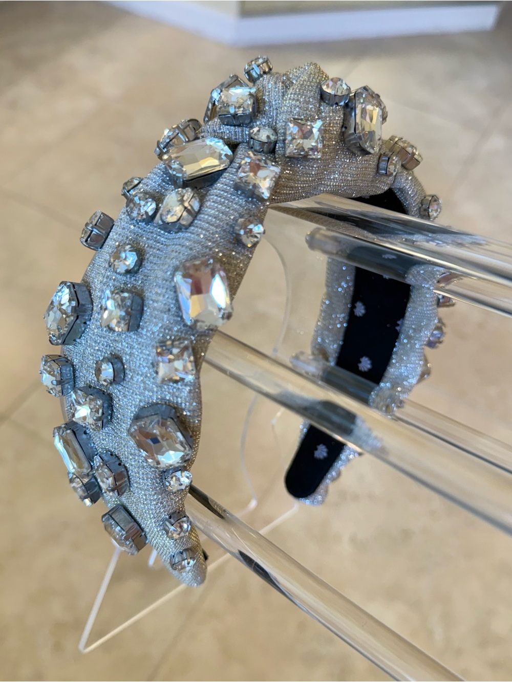 Lele Sadoughi Embellished Silver Crystal Jewel Headband - Picture 7 of 7